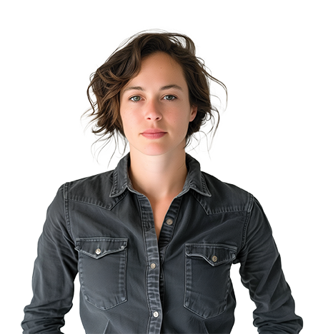 Young brunette woman wearing a grey shirt.